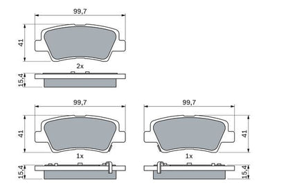 BOSCH 0986494557 Brake Pad Set For Disc Rear 15.4mm Thickness Fits Hyundai Kia