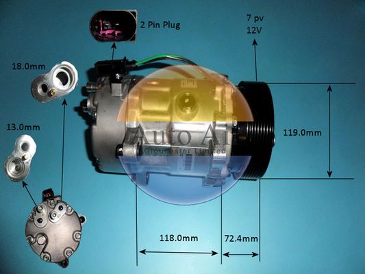 AUTO AIR 14-1208P Air Conditioning Compressor Fits Mercedes-Benz Seat VW