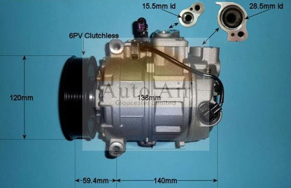 AUTO AIR 14-1456P Air Compressor A/C Air Con Air Conditioning Fits Audi A4 A8