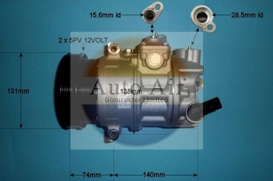 AUTO AIR 14-9765P Air Conditioning Compressor Fits Audi A3 Q3 TT VW Beetle Jetta