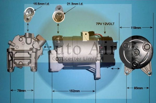 AUTO AIR 14-1463P Air Compressor A/C Air Conditioning Fits Nissan Murano