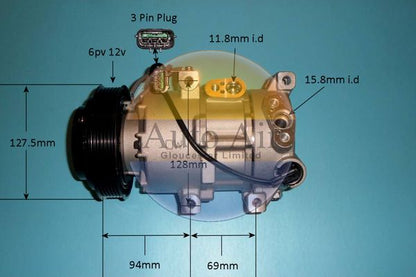 AUTO AIR 14-1822P Air Compressor A/C Air Conditioning Fits Hyundai Accent