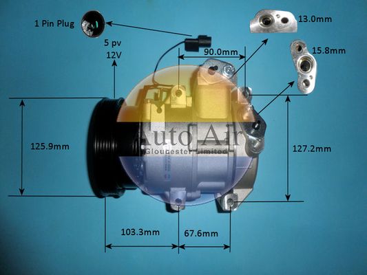 AUTO AIR 14-0412P Air Compressor A/C Air Con Air Conditioning Fits Hyundai i20