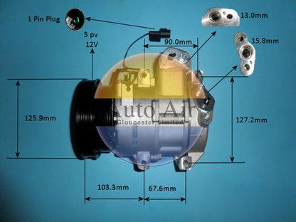 AUTO AIR 14-0412P Air Compressor A/C Air Con Air Conditioning Fits Hyundai i20