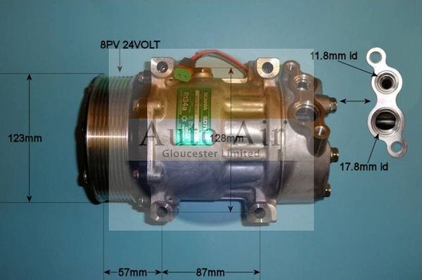 AUTO AIR 14-7980 Air Conditioning Compressor A/C Air Con Replacement 24V Voltage