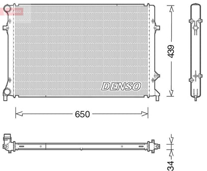 Engine Cooling Radiator 650mm Core Length Fits Skoda Superb DENSO DRM32042