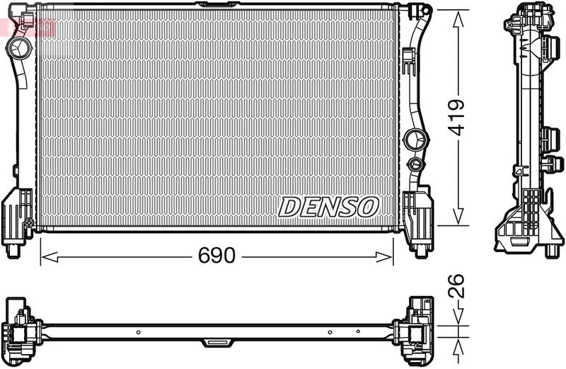 Engine Radiator 690mm Core Length Fits Mercedes-Benz V-Class Vito DENSO DRM17112