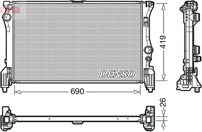 Engine Radiator 690mm Core Length Fits Mercedes-Benz V-Class Vito DENSO DRM17112