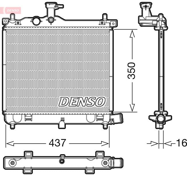 Engine Cooling Radiator 350mm Core Length Fits Hyundai i10 DENSO DRM41009