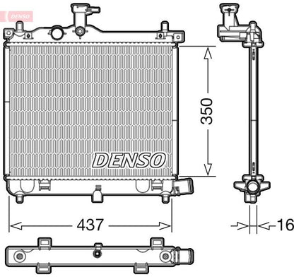Engine Cooling Radiator 350mm Core Length Fits Hyundai i10 DENSO DRM41009