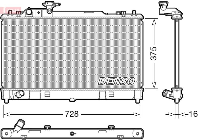 Engine Cooling Radiator 375mm Core Length Replacement For Mazda 6 DENSO DRM44033