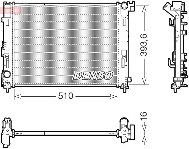 Engine Radiator 510mm Core Length Fits Nissan Micra Renault Clio DENSO DRM46103
