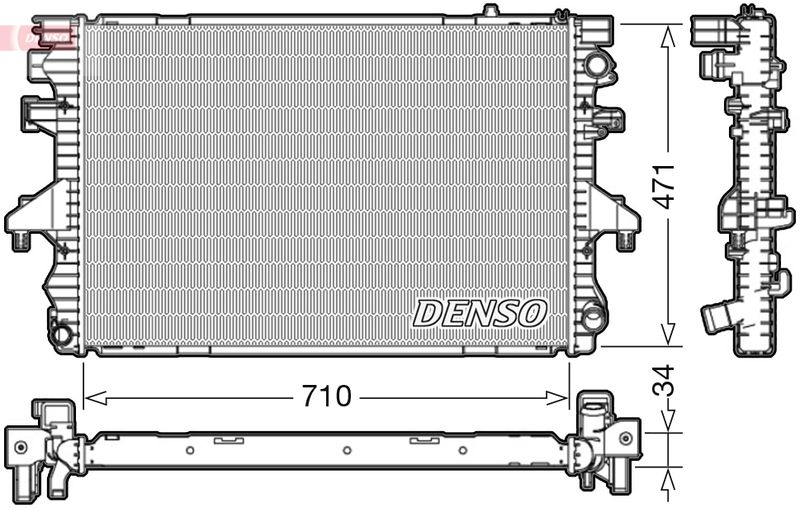 Engine Radiator 710mm Core Length Fits VW Multivan Transporter DENSO DRM32040