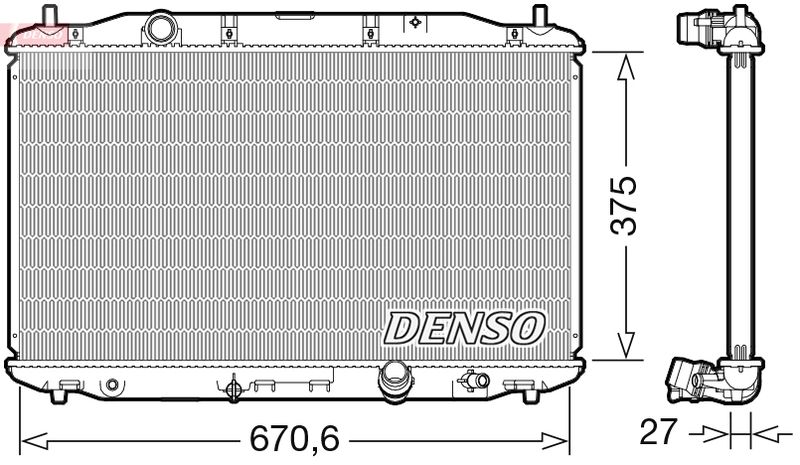 Engine Cooling Radiator 671mm Core Length Fits Honda Civic DENSO DRM40106