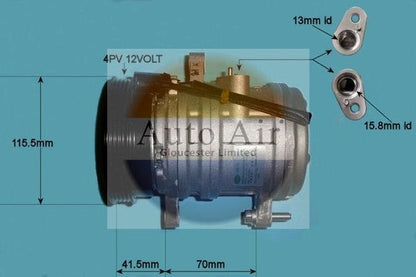 AUTO AIR 14-1018 Air Compressor A/C Air Conditioning Fits Hyundai Amica / Atoz