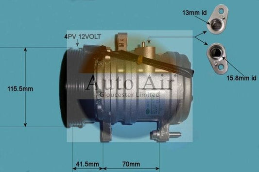 AUTO AIR 14-1018 Air Compressor A/C Air Conditioning Fits Hyundai Amica / Atoz