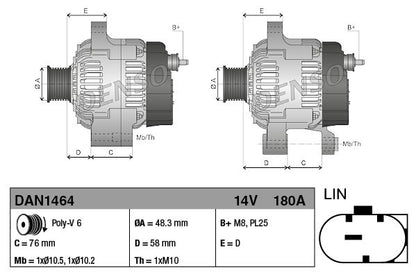 Alternator Fits BMW 1 Series 2 Series 3 Series 4 Series X1 X2 Mini DENSO DAN1464