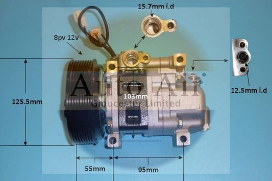 Auto Air 14-1140P Air Conditioning Compressor Fits Mazda Mazda3 Mazda5 Mazda6