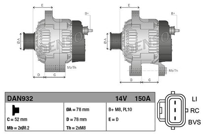 Alternator 14V 150A Charging Current Fits Ford C-Max Focus Focus C-Max DENSO