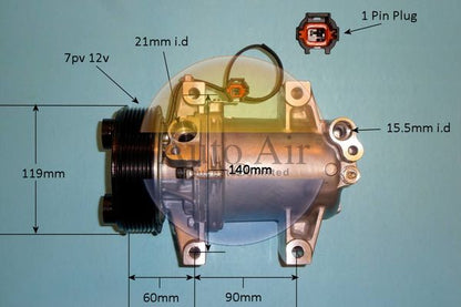 Auto Air 14-0248P A/C Air Con Compressor Air Conditioning Fits Nissan Navara