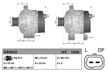Alternator 14V 150A Charging Current Fits Alfa Romeo 159 Brera Spider DENSO