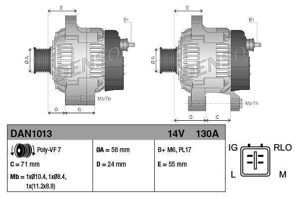 Alternator Fits Lexus IS Toyota Avensis Corolla RAV4 Verso DENSO DAN1013