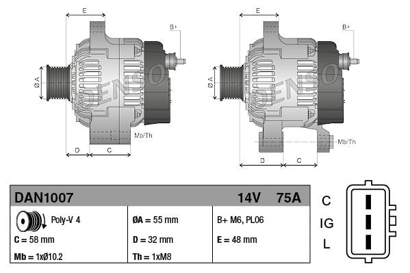 Alternator 14V Voltage Fits Suzuki Ignis Jimny Liana Swift DENSO DAN1007
