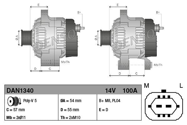 Alternator Fits Opel Astra Astra H Classic Combo Corsa Vauxhall DENSO DAN1340