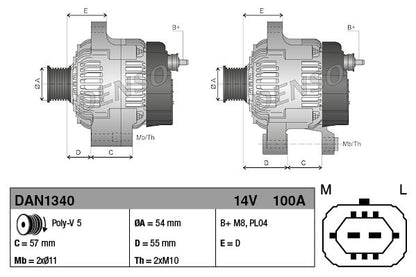 Alternator Fits Opel Astra Astra H Classic Combo Corsa Vauxhall DENSO DAN1340