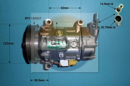 AUTO AIR 14-1124 Air Conditioning Compressor A/C Air Con Replacement Fits Mini