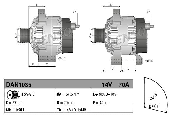 Alternator 14V Voltage Fits Citroën C1 Peugeot 107 Toyota Aygo DENSO DAN1035