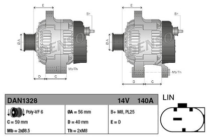 Alternator Fits Audi A1 A3 Q3 TT Seat Alhambra Altea Leon Skoda VW DENSO DAN1328