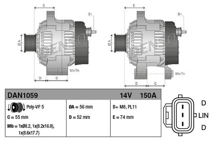 Alternator 14V 150A Charging Current Fits Ford Focus Volvo C70 S40 V50 DENSO