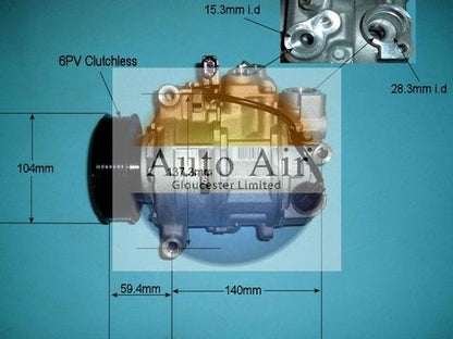 Auto Air 14-9721 A/C Air Con Compressor Air Conditioning 12V Voltage Fits Audi