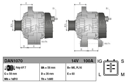 Alternator Fits Toyota Dyna HiAce HiAce / Commuter LandCruiser Van DENSO DAN1070