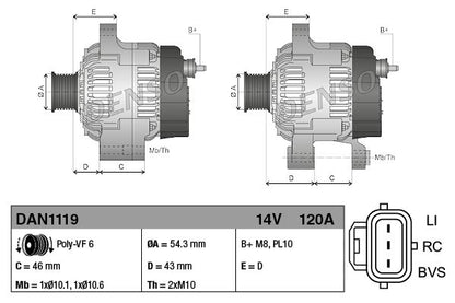 Alternator Fits Ford C-Max Fiesta Focus Focus C-Max Fusion Volvo DENSO DAN1119