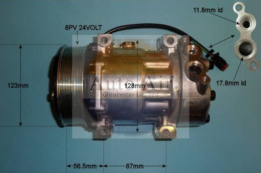 AUTO AIR 14-7980 Air Conditioning Compressor A/C Air Con Replacement 24V Voltage
