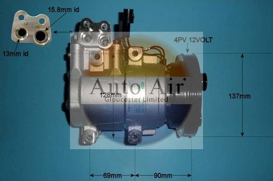 AUTO AIR 14-1030 Air Compressor A/C Air Con Air Conditioning Fits Hyundai Getz