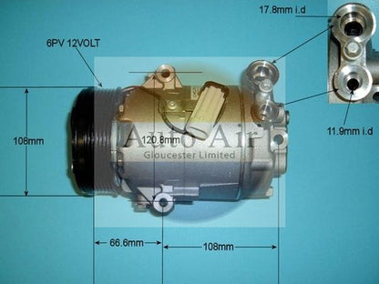 AUTO AIR 14-1255 Air Conditioning Compressor Fits Vauxhall Astra Astravan