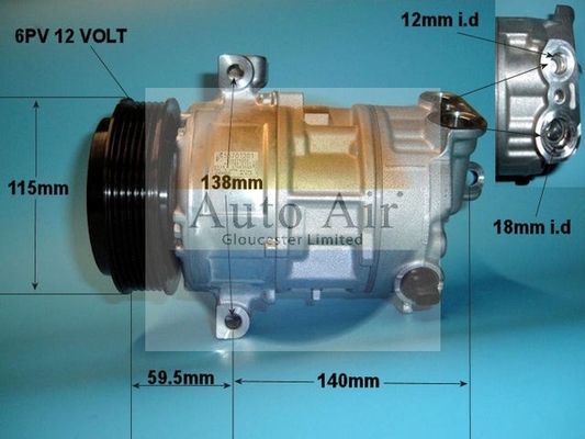AUTO AIR 14-7496 Air Compressor A/C Air Conditioning Fits Chrysler Fiat Suzuki