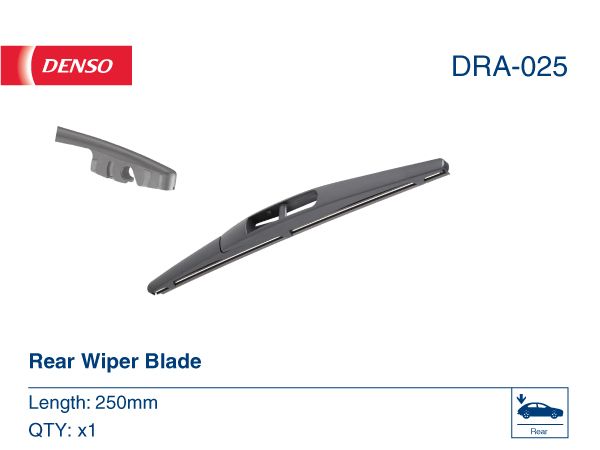 Wiper Blade Rear 250mm 10" Fits Citroën Fiat Mazda Mitsubishi Nissan Opel DENSO
