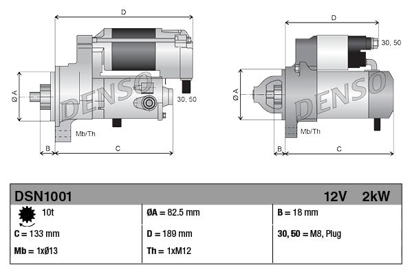 Starter 12V Voltage Fits Toyota Dyna HiAce HiAce / Commuter Hilux DENSO DSN1001