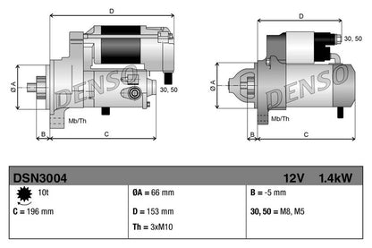 Starter Fits Citroën Berlingo C15 C4 C5 Fiat Ford Lancia Peugeot DENSO DSN3004