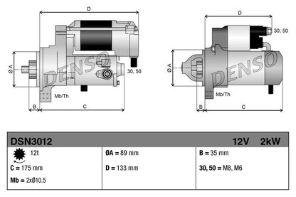 Starter Fits Citroën Relay Fiat Ducato Ford Land Rover Peugeot DENSO DSN3012