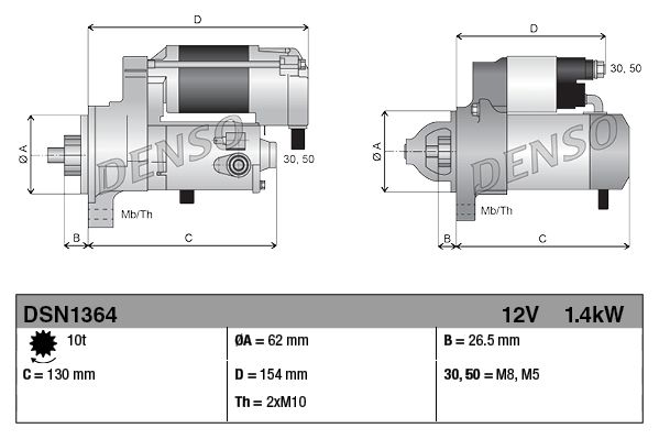 Starter Fits Land Rover Discovery Range Rover Range Rover Sport DENSO DSN1364