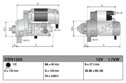 Starter 12V Fits Mercedes-Benz C-Class E-Class GLC GLK-Class DENSO DSN1205