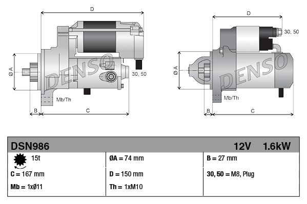 Starter Fits Toyota Auris Corolla Urban Cruiser Yaris/Vitz DENSO DSN986
