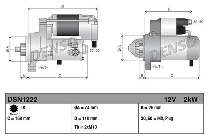 Starter 12V Voltage Clockwise Rotation Fits Lexus GS IS LS DENSO DSN1222