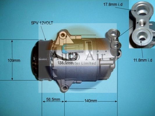 AUTO AIR 14-1252 Air Compressor A/C Air Con Air Conditioning Fits Vauxhall