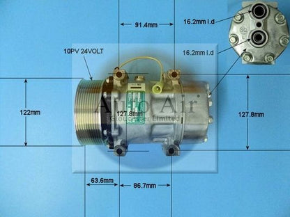 AUTO AIR 14-8216 Air Conditioning Compressor A/C Air Con Replacement 24V Voltage